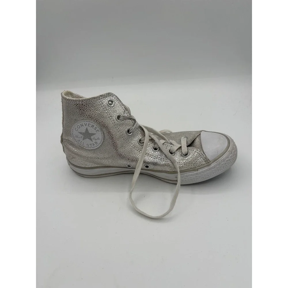 Converse Chuck Taylor All Star High Top Silver Metallic Pebbled Leather 553346C